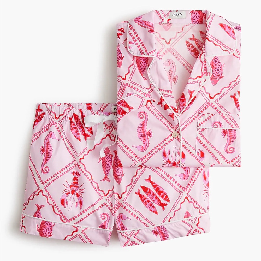 J. Crew Bundle 100% Cotton Pajama Set of 3 Sea Life Print Pajama Set Large